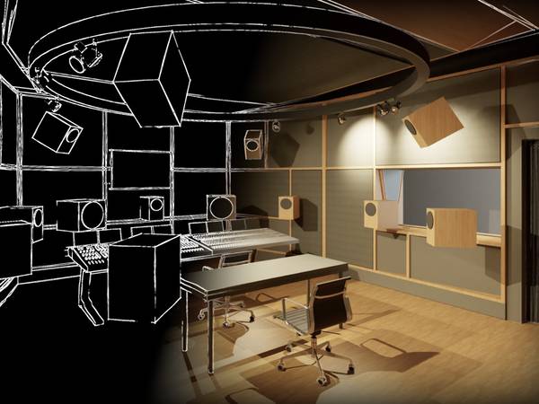 CAD Renderings eines Tonstudios